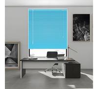 Blackout Windows Blinds Shades Aluminum Office Venetian Blind Cordless Privacy Blinds for Interior Wide 55cm 60cm 65cm 70cm 80cm 85cm 130cm 150cm Horizontal Curtain for Home(Sky blue)