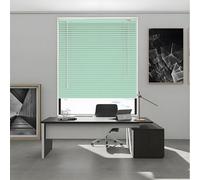Blackout Windows Blinds Shades Aluminum Office Venetian Blind Cordless Privacy Blinds for Interior Wide 55cm 60cm 65cm 70cm 80cm 85cm 130cm 150cm Horizontal Curtain for Home(Light green)