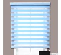 Blackout Zebra Roller Blind Day and Night Roller Blind Light Control Window Shade for Living Room Bedroom Office,Thermal Insulated Blackout Curtain (Blue,130x150cm)