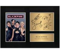 BLACKPINK Autograph Reproduction A4 Mounted Print K Pop Band Lisa Jennie Jisoo Rose Signature Poster Black Mount Display Collectible Black Pink Wall Art No199