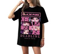 Blackpink Shirt Deadline Kpop Lisa Jennie Jisoo Rose Tshirt Blackpink 2025 World Tour Graphic Retro Support Tee Shirt for Fans Teen Girls
