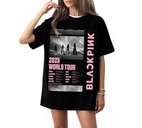 Blackpink Shirt Deadline Kpop Lisa Jennie Jisoo Rose Tshirt Blackpink 2025 World Tour Graphic Retro Support Tee Shirt for Fans Teen Girls