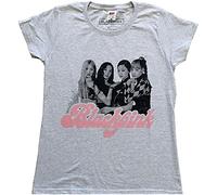 BlackPink T Shirt Photo Band Logo Official Womens Skinny Fit Heather Grey L