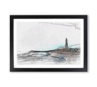 Blackpool Tower & Beach in Abstract Framed Wall Art Print A2 Black