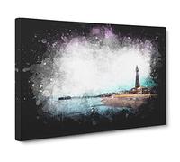 Blackpool Tower & Beach Paint Splash Canvas Wall Art Print 30x20 Inch