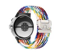 BlackPro Braided Bands Compatible with Google Pixel Watch 4/3 45mm Bands, Elastic Nylon Breathable Sport Straps for Pixel Watch 4 45mm Band for Men Women - Upgraded Parachute Buckle (Rainbow)
