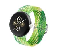 BlackPro Braided Bands Solo Loop Compatible with Google Pixel Watch / 2, Adjustable Stretchy Nylon Elastic Straps Upgraded Connector for Wristbands Women Men, Lime