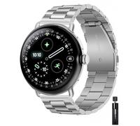 BlackPro Metal Bands Compatible with Google Pixel Watch 4 45mm Band, Stainless Steel Band for Google Pixel Watch3/4 45mm 2025,Adjustable Wristband for Men (Silver, Pixel Watch 3/4 (45mm))