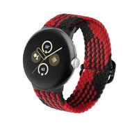 BlackPro Nylon Bands Compatible with Google Pixel Watch/Google Pixel Watch 2 Band for Women Men, Adjustable Stretchy Braided Straps with Upgraded Connector for Google Pixel Watch Bands, Black Red