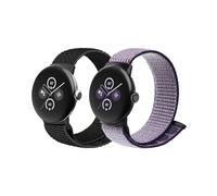 BlackPRO Soft Nylon Band Compatible with Google Pixel Watch/Google Pixel Watch 2 Band with Upgraded Connector for Women Men, 2 Pack Adjustable Solo Loop Sport Strap Replacement Wristband for Google