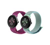 BlackPRO Soft Nylon Band Compatible with Google Pixel Watch/Google Pixel Watch 2 Band with Upgraded Connector for Women Men, 2 Pack Adjustable Solo Loop Sport Strap Replacement Wristband for Google