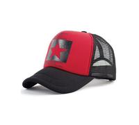 (BlackRed) Unisex Adjustable Mesh Baseball Cap Big Star Summer Hat Hip Hop Sports Hats