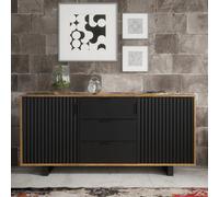 Blackridge Sideboard 140Cm Oak & Black Fluted - Creative Furniture