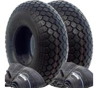 BlackRing 2x 4.00-5 Black Tyres And Inner Tubes TR13 Straight Valve With Diamond Tread Mobility Scooter And Power Chair 400x5 (330x100)