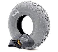 BlackRing Mobility Tyre & Tube Set 2.80/2.50-4 Grey None Marking with Block Pattern Tread 4pr Wheelchair Scooter (Tyre & Tube Bent Valve)