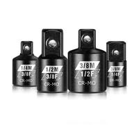 BLACKROBOT 4 Piece Impact Socket Adapter Set, 1/4" 3/8" 1/2" SAE Drive Socket Adapter Set, Square Adapter and Reducer Conversion Set for Impact Driver Wrench, Cr-Mo Steel