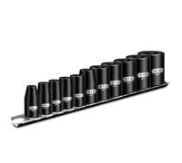 BLACKROBOT E Torx & Star Socket Set With Rail, 11-Piece Female External Sockets, 3/8" 1/4" Drive Precision Torque Inverted Torx Kit, E4 E5 E6 E7 E8 E10 E12 E14 E16 E18 E20 Reverse Socket