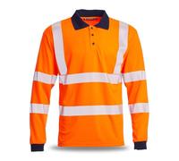 Blackrock Eco+ Hi-Vis Long Sleeve Polo Shirt, Rail Industry Orange GRS Recyclable Polyester, SPF50+ Work Utility & Safety Clothing, High Visibility Workwear, Men Women, EN20471 Class 2, Size Small