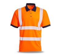 Blackrock Eco Hi-Vis Polo Shirt Rail Orange, Fully Recycled Polyester, SPF Protection, 150gsm, Reflective Tape, Recyclable, Work Orange Polo, High Viz Workwear, for Men Women Unisex, Size 4XL