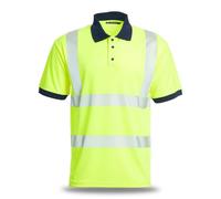 Blackrock Eco Hi-Vis Polo Shirt Yellow, Fully Recycled Polyester, SPF Protection, 150gsm, Reflective Tape, Recyclable, Work Yellow Polo, High Viz Workwear, for Men Women Unisex, Size 5XL