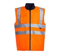 Blackrock Hi Vis Body Warmer Orange/Navy Reversible Hi-Vis Padded Gilet, Quilt Lined, Warm Work Body Warmer for Men Womens, Equestrian Reflective Gilet Security Safety Wear - Size 6XL