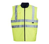 Blackrock Hi Vis Body Warmer Yellow/Navy Reversible Padded Gilet, Quilt Lined, Warm Work Body Warmer for Men and Women, Equestrian Hi Vis Reflective Gilet Security Safety Wear - Size 5XL