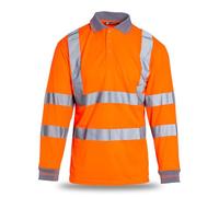 Blackrock Hi-Vis Long Sleeve Polo Shirt, Rail Orange T-Shirt, Work Utility & Safety Clothing, High Viz, Work Tops, Clothing PPE Workwear, Birds Eye Polyester, Class 3 Certified, Size 3XL