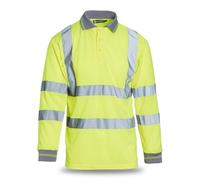 Blackrock Hi-Vis Long Sleeve Polo Shirt, Yellow T-Shirt, Work Utility & Safety Clothing, High Viz, Work Tops, Clothing PPE Workwear, Birds Eye Polyester, Breathable, Class 3 Certified, Size Small