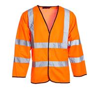Blackrock Hi Vis Long Sleeve Vests Orange, Reflective High Vis Jackets, Hi Viz, Work Utility & Safety Clothing, Neon Clothes, Running, Jacket, Hivisible, Security, PPE, Fluorescent - Size XL