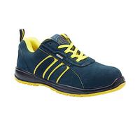 Blackrock Hudson Steel Toe Cap Safety Shoes, Mens and Womens, Workwear, Non Slip, Wide Fit Trainers, Suede, Blue/Yellow, Lightweight Safety Shoes - Size 11