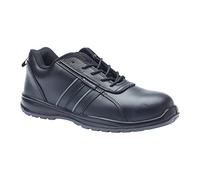 Blackrock Leather Safety Shoes, Mens and Womens Safety Trainers, Steel Toe Cap, Black, Anti Slip Shoes, Smart Light Work Trainers, Work and Utility Footwear, Workwear - Size 4