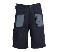 Blackrock Men's Workman Cargo Shorts, Black/Grey Safety Work Clothing, Cargo Pockets, Phone Holder, Hammer/Tool Loop, Durable Polycotton Utility Workwear, Ideal For Working, Hiking, Comfort 36" Waist