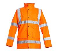 Blackrock Orange Hi Vis Rain Jacket, Men's Women's Lightweight Waterproof Workwear, Reflective High Viz Visibility Safety Security Rain Coat Concealed Hood, Cargo Pockets, EN Certified - Size 3XL