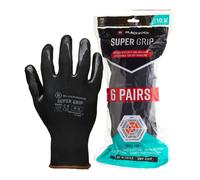 Blackrock Pack of 6 Super Grip Work Gloves, Black