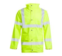 Blackrock PU Coated Yellow Hi Vis Rain Jacket, Men's Women's Lightweight Waterproof Workwear, Reflective High Viz Visibility Safety Security Rain Coat Hood, Cargo Pockets, EN Certified - Size 6XL