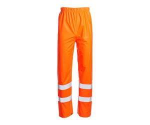 Blackrock Rail Orange Hi Vis PU Waterproof Overtrousers, Reflective High Viz Visibility Safety Work Trousers Men's & Women's, Rain Waterproof Pants, Workwear Overalls, Fully EN Certified, Size Small
