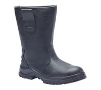 Blackrock S1-P SRC Safety Rigger Work Boots, Mens Womens Steel Toe Cap Black Leather, Working Boots, Safety Shoes, Protective Midsole, Gardening, Work & Utility Footwear, Construction - Size 11