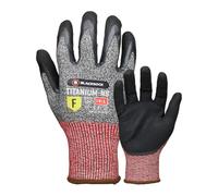 Blackrock Titanium Maximum Cut Resistant Level F Sandy Nitrile Oily Gripper Safety Work Gloves, Near Knife Proof, Whittling, for Men Women, Max Cut 5+, Metal - Size 7/Small