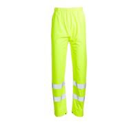 Blackrock Yellow Hi Vis PU Waterproof Overtrousers, Reflective High Viz Visibility Safety Work Trousers Men's & Women's, Rain Waterproof Pants, Workwear Overalls, Fully EN Certified - Size 3XL