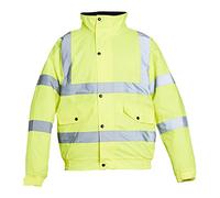 Blackrock Yellow Hi Vis Waterproof Bomber Jacket Men's and Women's, Reflective High Vis Jackets, High Viz Visibility Warm Safety Security Work Wear, Taped Seams & Fleece Lined Collar - Size Large