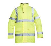 Blackrock Yellow Hi Vis Waterproof Jacket, Men’s and Women's Reflective Work Jacket, High Visibility Safety Workwear, Comfort Fleece Lined Collar and Quilt Lined Coat, Fully EN Certified - Size 2XL