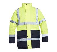 Blackrock Yellow/Navy Hi Vis Waterproof Jacket, Mens Womens Reflective Work Jacket, High Visibility Safety Workwear, Comfort Fleece Lined Collar and Quilt Lined Coat, Fully EN Certified - Size XL