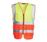 Blackrock Yellow & Red Premium Hi Vis Vest With Pockets, ID Pouch & Key Loop, Mens Womens Reflective High Vis Vests With Secure Zip, Safety Vest Security Clothing, Fully EN Certified - Size XL