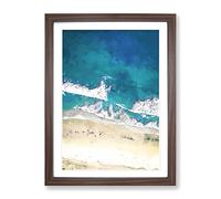 Blacks Beach In San Diego In Abstract Modern Framed Wall Art Print, Ready to Hang Picture for Living Room Bedroom Home Office Décor, Walnut A4 (34 x 25 cm)
