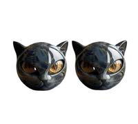 Blacks Cats Stone Sculpture, 2PCS Hand Carved Blacks Cats Decor, Cute Obsidian Kitten Statue Ornament for The Home, Crystals Healing B-lack Kitten Figurines Gift, for Cat Lovers Women