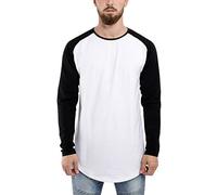 Blackskies Baseball Longsleeve T-Shirt | Long Oversize Fashion Basic Long Sleeve Raglan Men's Long Shirt Long Tee Melliert - White-Black X-Large XL