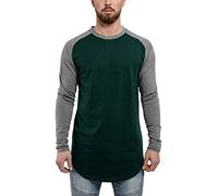 Blackskies Baseball Longsleeve T-Shirt | Long Oversize Fashion Basic Long Sleeve Raglan Men's Long Shirt Long Tee Melliert - Green-Grey Small S
