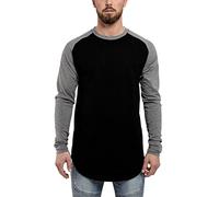 Blackskies Baseball Longsleeve T-Shirt | Long Oversize Fashion Basic Long Sleeve Raglan Men's Long Shirt Long Tee Melliert - Black Grey Small S