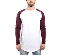 Blackskies Baseball Longsleeve T-Shirt | Long Oversize Fashion Basic Long Sleeve Raglan Men's Long Shirt Long Tee Melliert - White-Burgundy Small S