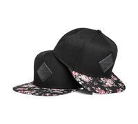 Blackskies® Black Beauty Vol. II Snapback Cap - 2-Piece Set Parent Child - Matching Baseball Cap Father-Mother-Child Gift Mini-Me Floral Basecap Dad-Son & Mom-Daughter Floral Black - 49-54 cm